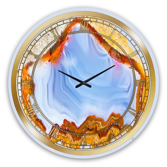 Designart Bohemian Blue & Gold Gemstone Modern Wall Clock